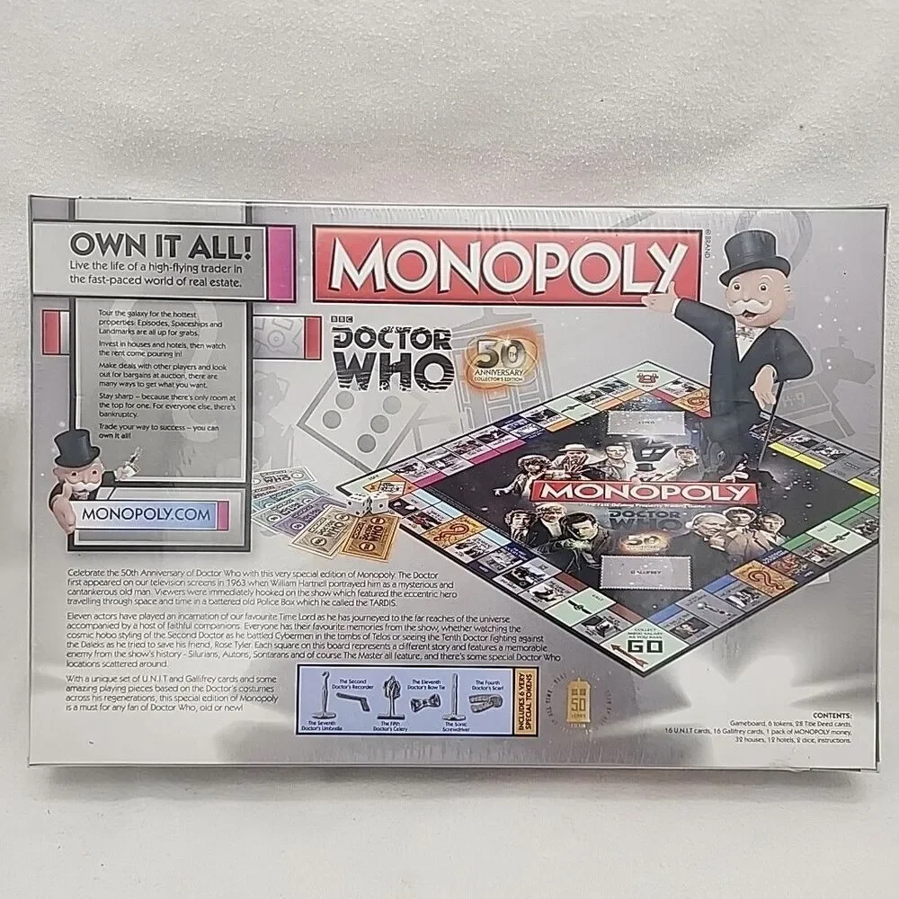Game Monopoly Doctor Who Regeneration Edition Exclusive Tokens Board NEW Sealed